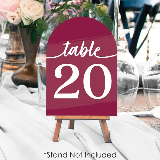 Big Dot of Happiness Burgundy Elegantly Simple - Wedding Receptions, Parties or Events Double-Sided 5 x 7 inches Cards - Table Numbers - 1-20 {4}