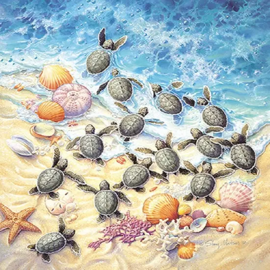 Sunsout Green Turtle Hatchlings 550 pc Jigsaw Puzzle SV45501 {1}