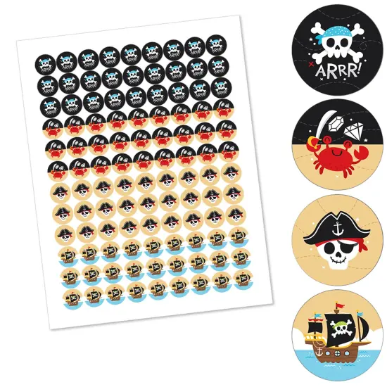 Big Dot of Happiness Pirate Ship Adventures - Skull Birthday Party Round Candy Sticker Favors - Labels Fits Chocolate Candy (1 sheet of 108) {3}