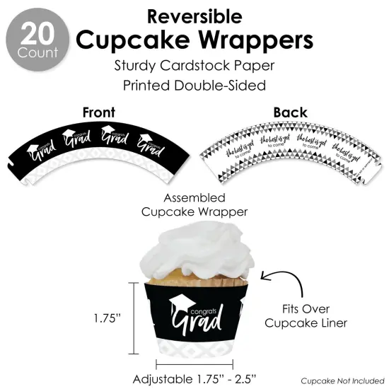 Big Dot of Happiness Black and White Grad - Best is Yet to Come - Graduation Party Favors and Cupcake Kit - Fabulous Favor Party Pack - 100 Pieces {6}