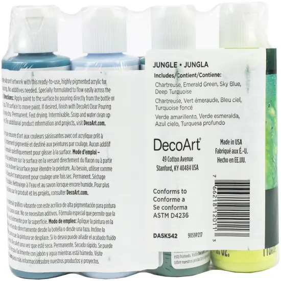 DecoArt FluidArt Paint Pouring Value Pack 4/Pkg-Jungle {3}