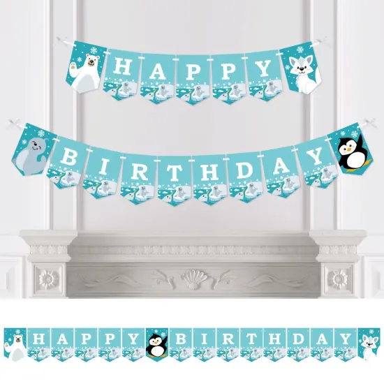 Big Dot of Happiness Arctic Polar Animals - Winter Birthday Party Bunting Banner - Birthday Party Decorations - Happy Birthday {1}