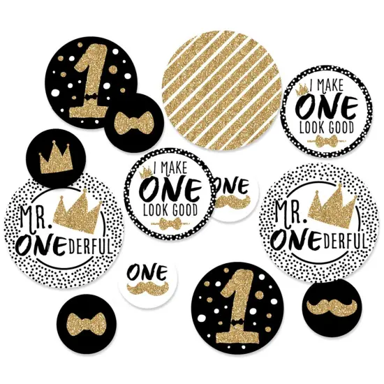 Big Dot of Happiness 1st Birthday Little Mr. Onederful - Boy First Birthday Party Giant Circle Confetti - Party Decorations - Large Confetti 27 Count {1}