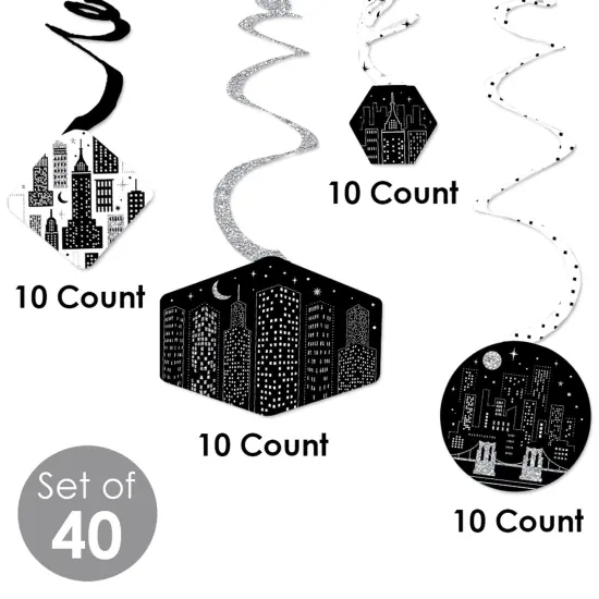 Big Dot of Happiness Nighttime City Skyline - New York Party Hanging Decor - Party Decoration Swirls - Set of 40 {6}