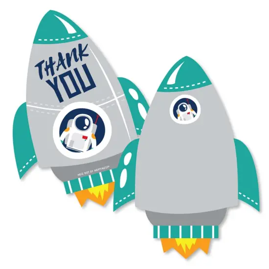 Big Dot of Happiness Blast Off to Outer Space - Shaped Thank You Cards - Rocket Ship Baby Shower Birthday Party Thank You Cards & Envelopes -Set of 12 {1}