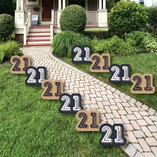Big Dot of Happiness Finally 21 - Lawn Decorations - Outdoor 21st Birthday Party Yard Decorations - 10 Piece {1}