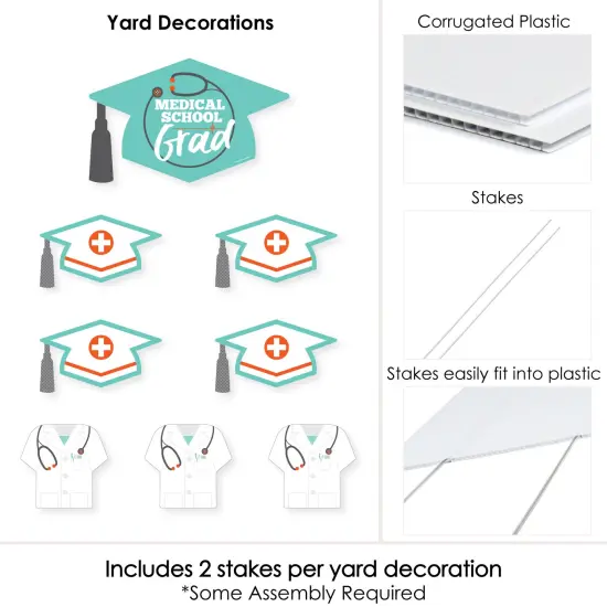 Big Dot of Happiness Medical School Grad Doctor Outdoor Decorations - Graduation Yard Signs - Set of 8 {6}