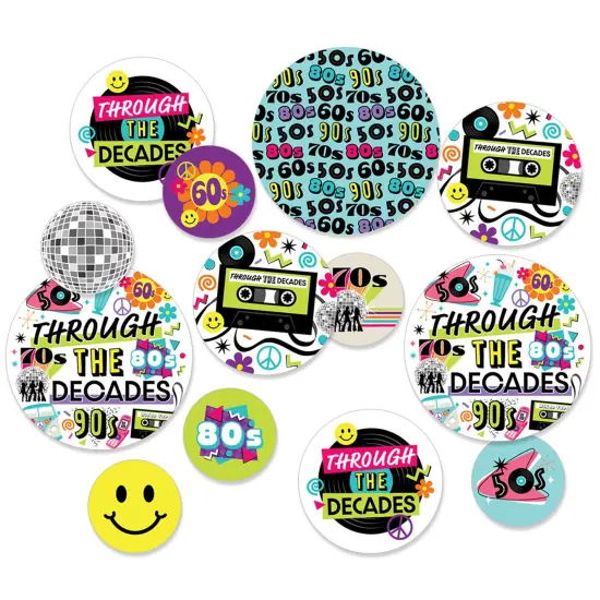 Big Dot of Happiness Through the Decades - 50s, 60s, 70s, 80s, and 90s Party Giant Circle Confetti - Party Decorations - Large Confetti 27 Count {1}