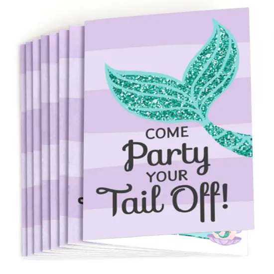 Big Dot of Happiness Let's Be Mermaids - Fill-In Baby Shower or Birthday Party Invitations (8 count) {3}