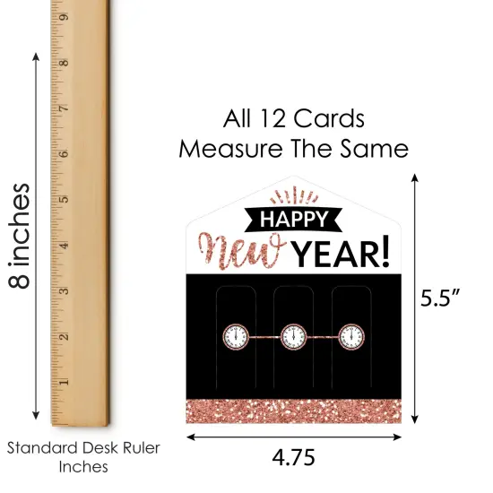 Big Dot of Happiness Rose Gold Happy New Year - New Years Eve Party Game Pickle Cards - Pull Tabs 3-in-a-Row - Set of 12 {7}