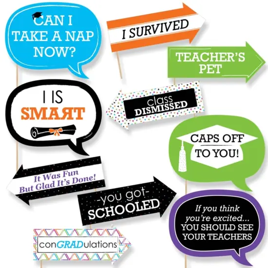 Big Dot of Happiness Funny Hats Off Grad - Graduation Party Photo Booth Props Kit - 10 Piece {1}