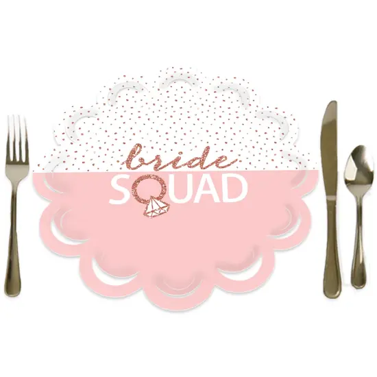 Big Dot of Happiness Bride Squad - Rose Gold Bridal Shower or Bachelorette Party Round Table Decorations - Paper Chargers - Place Setting For 12 {1}