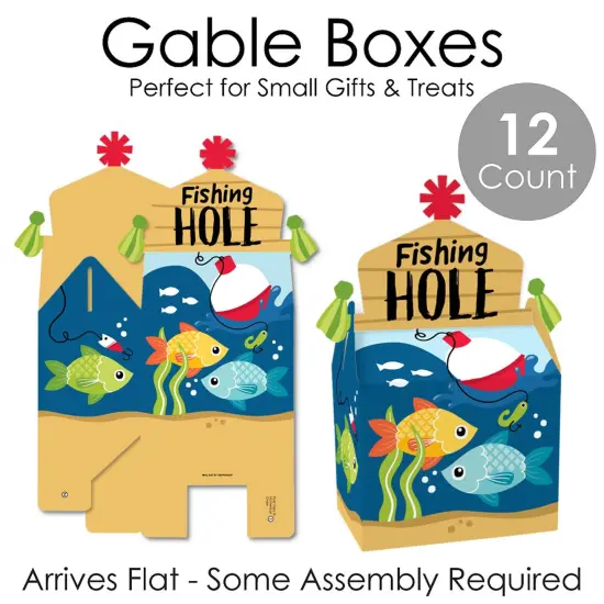 Big Dot of Happiness Let's Go Fishing - Treat Box Party Favors - Fish Themed Birthday Party or Baby Shower Goodie Gable Boxes - Set of 12 {7}