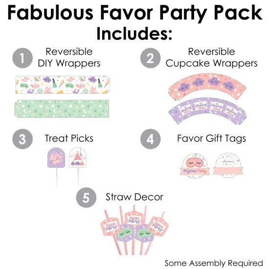 Big Dot of Happiness Pajama Slumber Party - Girls Sleepover Birthday Party Favors and Cupcake Kit - Fabulous Favor Party Pack - 100 Pieces {3}