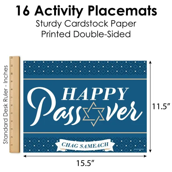 Big Dot of Happiness Happy Passover - Paper Pesach Party Coloring Sheets - Activity Placemats - Set of 16 {6}