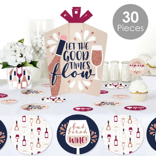 Big Dot of Happiness But First, Wine - Wine Tasting Party Decor and Confetti - Terrific Table Centerpiece Kit - Set of 30 {3}
