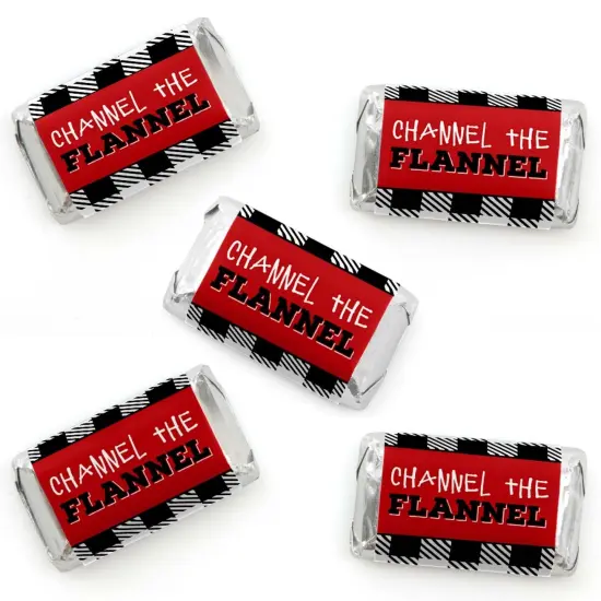 Big Dot of Happiness Lumberjack - Channel the Flannel - Mini Candy Bar Wrapper Stickers - Buffalo Plaid Party Small Favors - 40 Count {1}