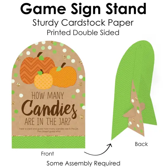 Big Dot of Happiness Pumpkin Patch - How Many Candies Fall, Halloween or Thanksgiving Party Game - 1 Stand and 40 Cards - Candy Guessing Game {6}
