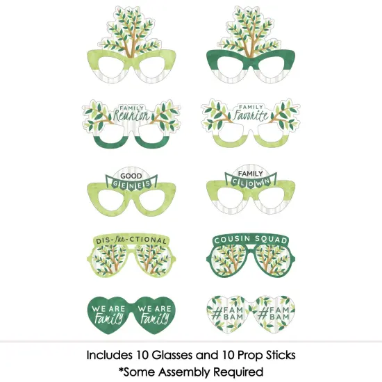 Big Dot of Happiness Family Tree Reunion Glasses - Paper Card Stock Family Gathering Party Photo Booth Props Kit - 10 Count {4}