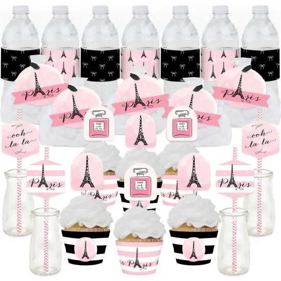 Big Dot of Happiness Paris, Ooh La La - Paris Themed Baby Shower or Birthday Party Favors and Cupcake Kit - Fabulous Favor Party Pack - 100 Pieces {1}