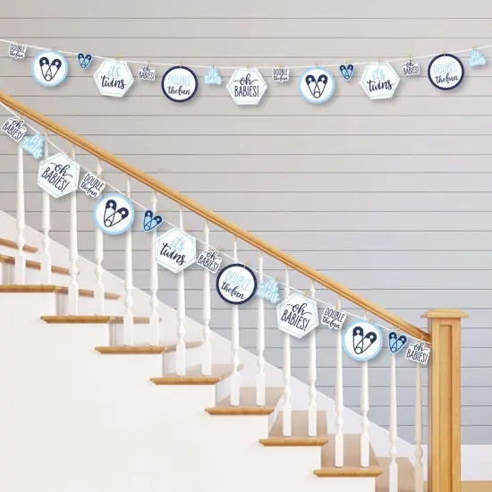 Big Dot of Happiness It's Twin Boys - Blue Twins Baby Shower DIY Decorations - Clothespin Garland Banner - 44 Pieces {3}