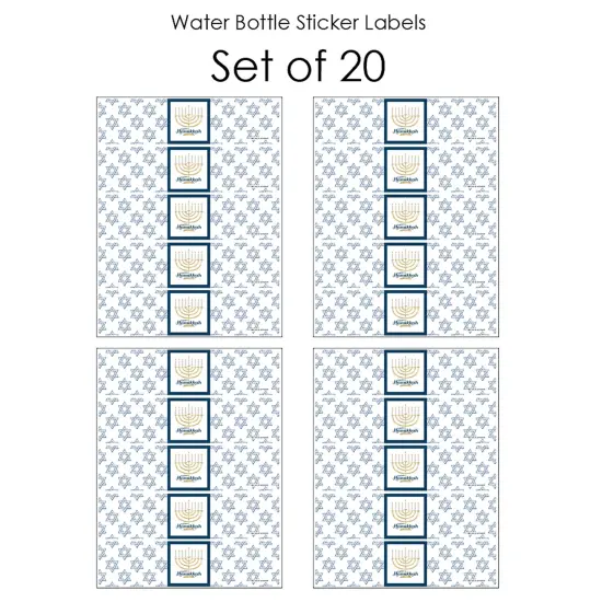 Big Dot of Happiness Happy Hanukkah - Chanukah Water Bottle Sticker Labels - Set of 20 {4}