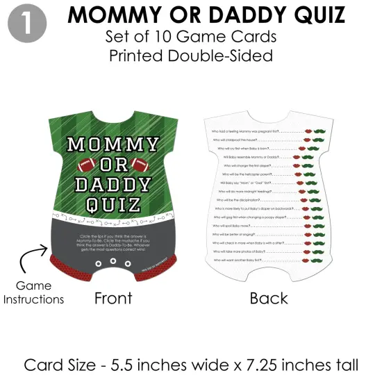 Big Dot of Happiness End Zone - Football - 4 Baby Shower Games - 10 Cards Each - Gamerific Bundle {6}