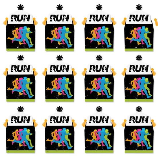 Big Dot of Happiness Set the Pace - Running - Treat Box Party Favors - Track, Cross Country or Marathon Party Goodie Gable Boxes - Set of 12 {6}