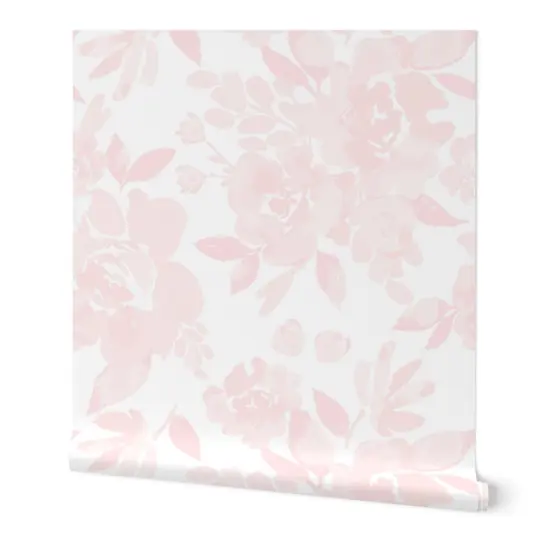 Peel & Stick Wallpaper 2FT Wide Soft Blush Floral Pink Botanical Garden Bloom Meadow Wildflower Custom Removable Wallpaper by Spoonflower {7}