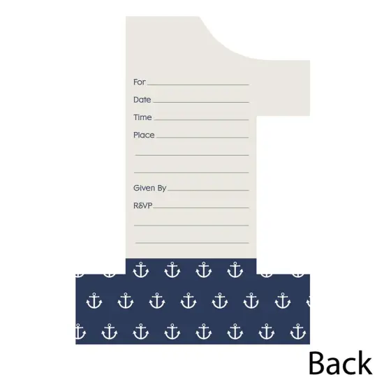 Big Dot of Happiness 1st Birthday Ahoy - Nautical - Shaped Fill-in Invitations - First Birthday Party Invitation Cards with Envelopes - Set of 12 {4}