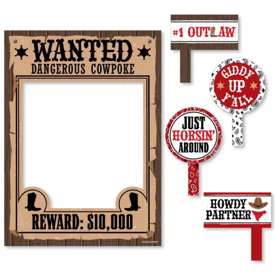 Big Dot of Happiness Western Hoedown - Wild West Cowboy Party Selfie Photo Booth Picture Frame and Props - Printed on Sturdy Material {7}