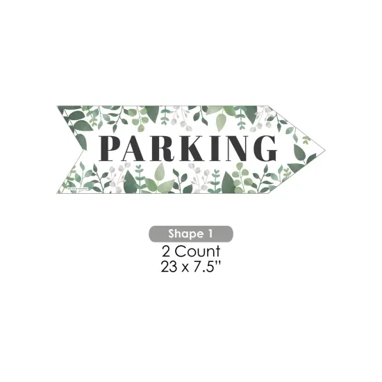 Big Dot of Happiness Boho Botanical Wedding Parking Signs - Greenery Wedding Sign Arrow - Double Sided Directional Yard Signs - Set of 2 Parking Signs {7}