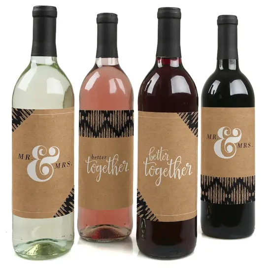 Big Dot of Happiness Better Together - Wedding Decorations for Women and Men - Wine Bottle Label Stickers - Set of 4 {1}