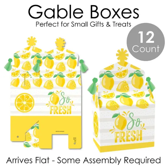 Big Dot of Happiness So Fresh - Lemon - Treat Box Party Favors - Citrus Lemonade Party Goodie Gable Boxes - Set of 12 {7}