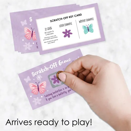 Big Dot of Happiness Beautiful Butterfly - Floral Baby Shower or Birthday Party Game Scratch Off Cards - 22 Count {3}