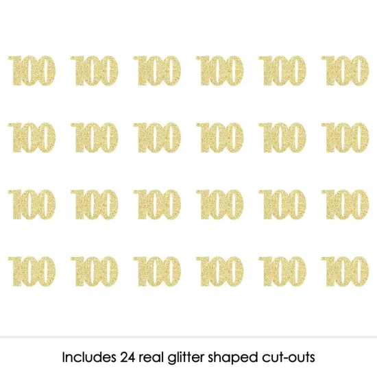 Big Dot of Happiness Gold Glitter 100 - No-Mess Real Gold Glitter Cut-Out Numbers - 100th Birthday Party Confetti - Set of 24 {3}