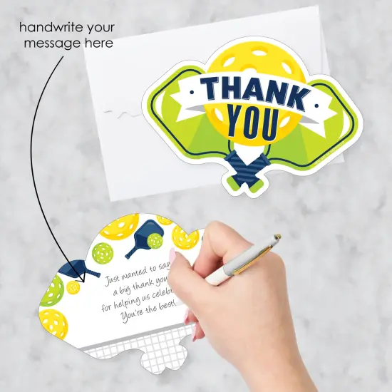 Big Dot of Happiness Let&rsquo;s Rally - Pickleball - Shaped Thank You Cards - Birthday or Retirement Party Thank You Note Cards with Envelopes - Set of 12 {3}