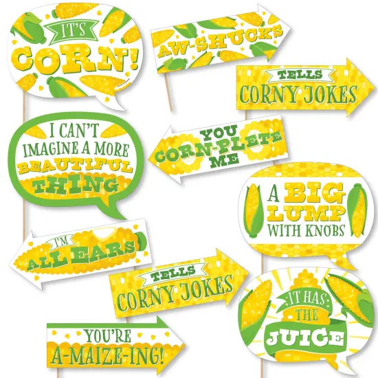Big Dot of Happiness Funny It's Corn - Fall Harvest Party Photo Booth Props Kit - 10 Piece {1}