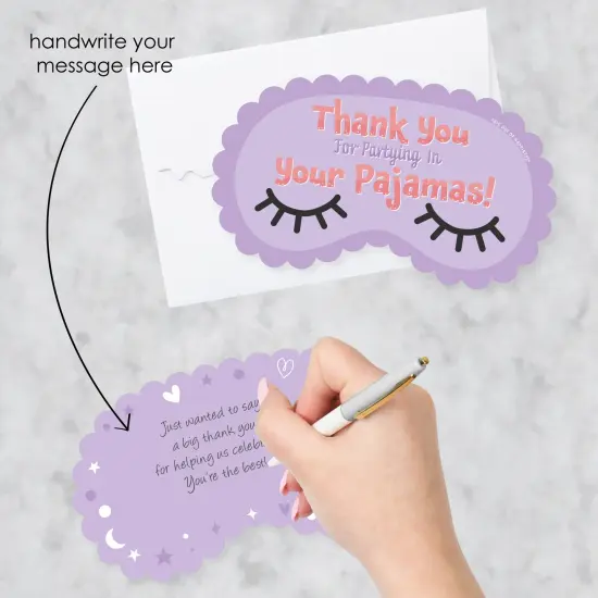 Big Dot of Happiness Pajama Slumber Party - Shaped Thank You Cards - Girls Sleepover Birthday Party Thank You Note Cards with Envelopes - Set of 12 {3}