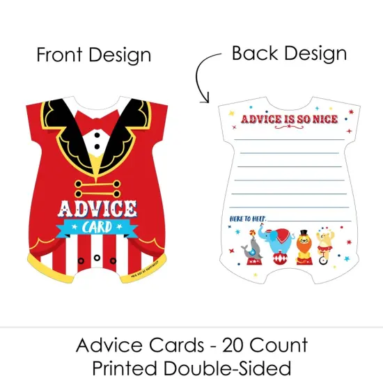 Big Dot of Happiness Carnival - Step Right Up Circus - Baby Bodysuit Wish Card Carnival Baby Shower Activities - Shaped Advice Cards Game - Set of 20 {4}