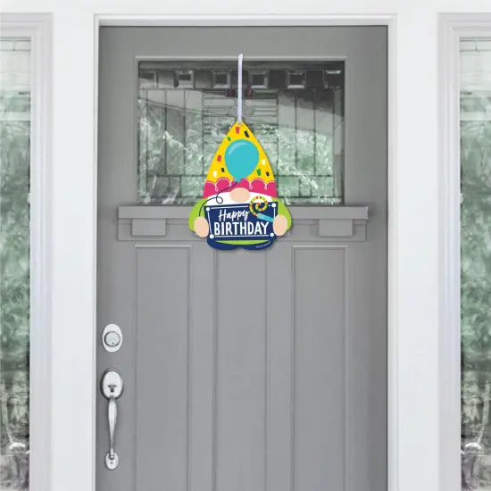 Big Dot of Happiness Gnome Birthday - Hanging Porch Happy Birthday Party Outdoor Decorations - Front Door Decor - 1 Piece Sign {3}