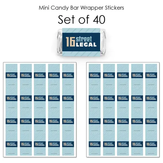 Big Dot of Happiness Boy 16th Birthday - Mini Candy Bar Wrapper Stickers - Sweet Sixteen Birthday Party Small Favors - 40 Count {4}