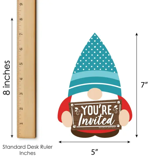 Big Dot of Happiness Garden Gnomes - Shaped Fill-In Invitations - Forest Gnome Party Invitation Cards with Envelopes - Set of 12 {7}