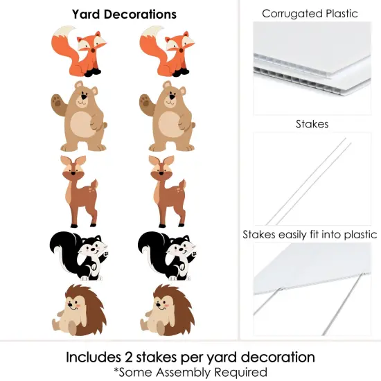 Big Dot of Happiness Stay Wild - Forest Animals - Bear Deer Hedgehog Skunk & Fox Lawn Decor - Outdoor Baby Shower or Birthday Party Yard Decor - 10 Pc {7}