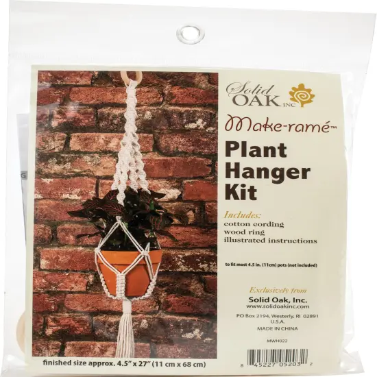 Solid Oak Macrame Plant Hanger Kit-4 Twists {1}