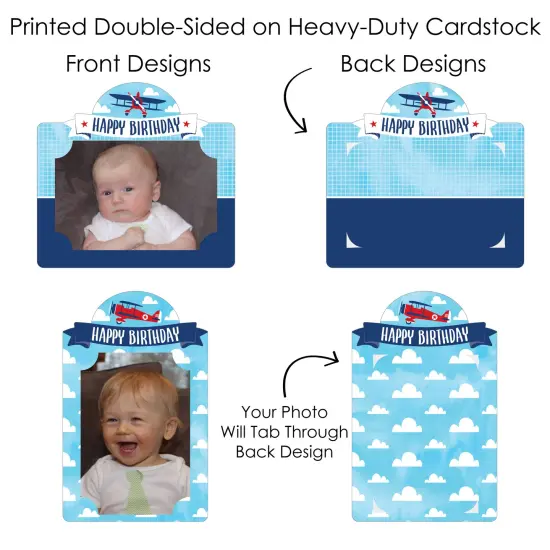 Big Dot of Happiness Taking Flight - Airplane - Vintage Plane Birthday Party Picture Centerpiece Sticks - Photo Table Toppers - 15 Pieces {7}