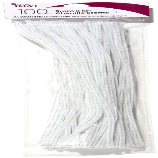 CousinDIY Chenille Stems 3mmx12" 100/Pkg-White {1}