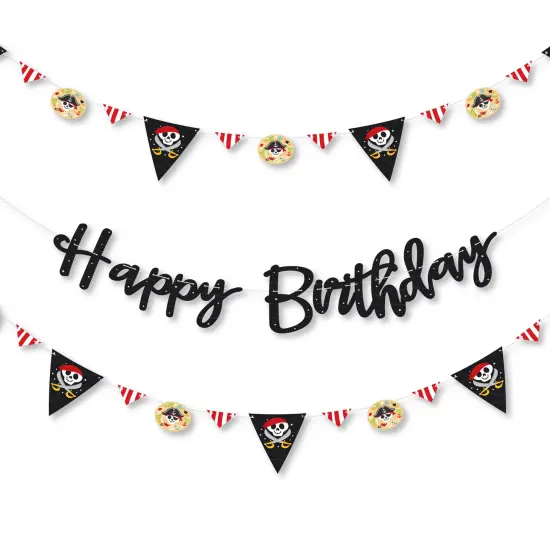 Big Dot of Happiness Pirate Ship Adventures - Skull Birthday Party Letter Banner Decoration - 36 Banner Cutouts and Happy Birthday Banner Letters {1}