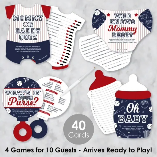 Big Dot of Happiness Batter Up - Baseball - 4 Baby Shower Games - 10 Cards Each - Gamerific Bundle {3}