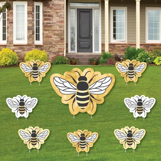 Big Dot of Happiness Little Bumblebee - Yard Sign and Outdoor Lawn Decorations - Bee Baby Shower or Birthday Party Yard Signs - Set of 8 {1}